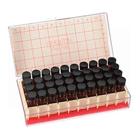 Cp Lab Safety. Wheaton 4ML Amber Vials File, 13-425, PTFE /Rubber Lined, Case of 40 W224696